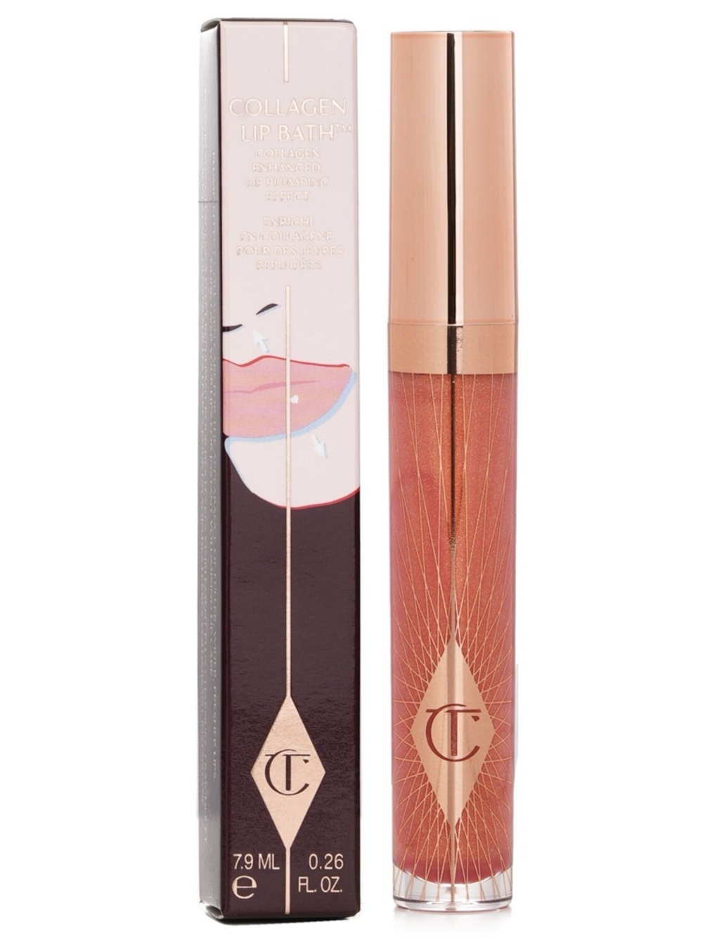 Charlotte Tilbury Collagen Lip Bath Gloss - Peachy Plump NEW IN BOX